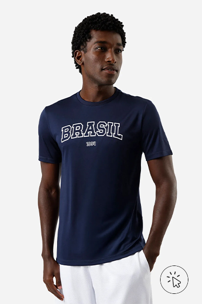 Camiseta esportiva masculina manga curta Brasil azul-marinho - brasil core - o que é brasilcore