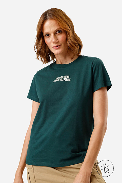 Camiseta feminina de algodão manga curta estampada verde escuro - brasil core - o que é brasilcore