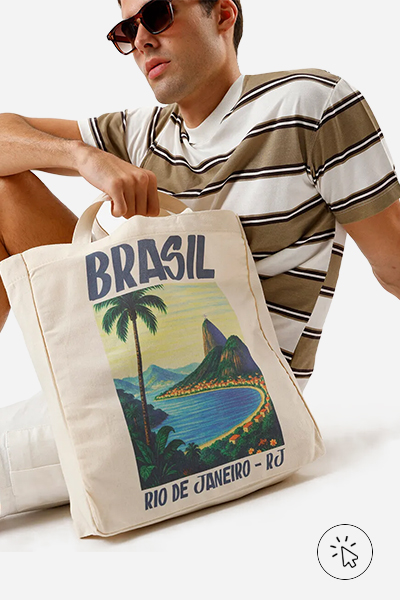 Ecobag de algodão Rio de Janeiro estampada bege - brasil core - o que é brasilcore