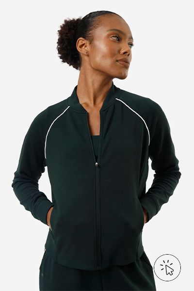 Jaqueta feminina esportiva com nervura verde escura - brasil core - o que é brasilcore