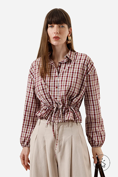 Camisa feminina com amarração manga longa xadrez colorida - como improvisar roupa de festa junina - diy roupa festa junina