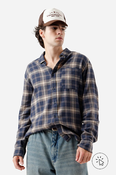 Camisa masculina de algdoão manga longa xadrez azul-marinho - como improvisar roupa de festa junina - diy roupa festa junina