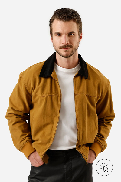 Jaqueta masculina de sarja gola cotelê estonada amarelo mostarda - como improvisar roupa de festa junina - diy roupa festa junina