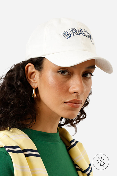 Boné aba curva de sarja Brasil off-white