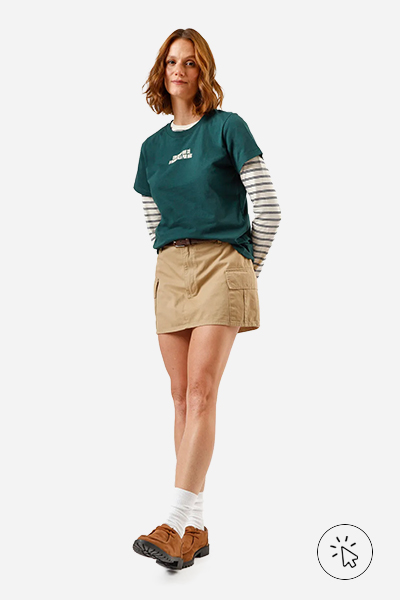 Camiseta feminina de algodão manga curta estampada verde