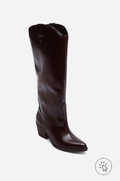 Bota western cano alto marrom escura