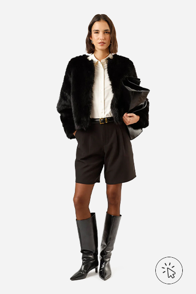 Casaco feminino de pelúcio preto