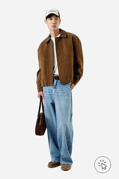 Jaqueta masculina de PU texturizada marrom camelo
