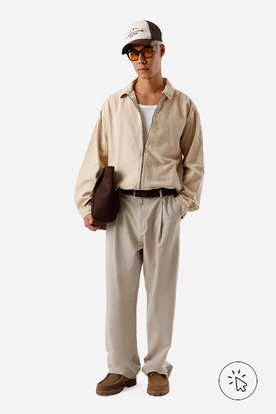 Jaqueta oversized masculina de sarja bege