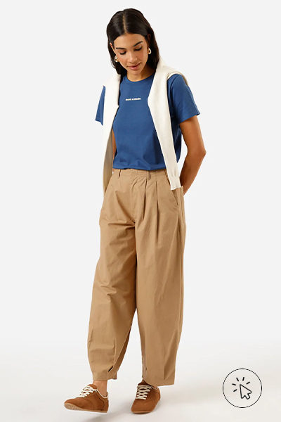 Camiseta feminina de algodão Made In Brasil azul