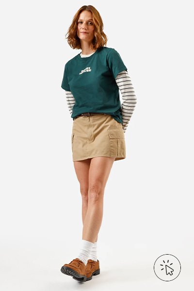 Camiseta feminina de algodão manga curta estampada verde escuro