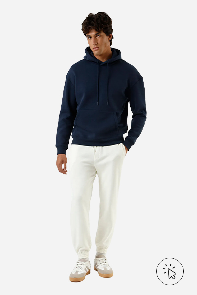 Blusão masculino de moletom com capuz oversized azul-marinho - looks para assistir jogo de futebol
