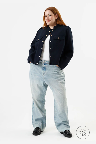 Casaco feminino texturizado plus size azul-marinho - looks para assistir jogo de futebol