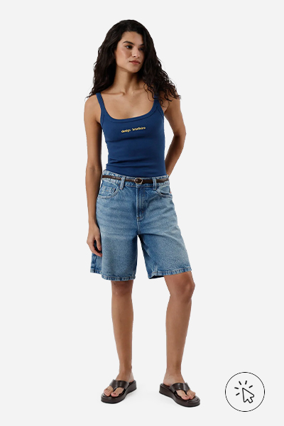 Regata feminina de algodão bordada Brasil canelada azul - looks para assistir jogo de futebol