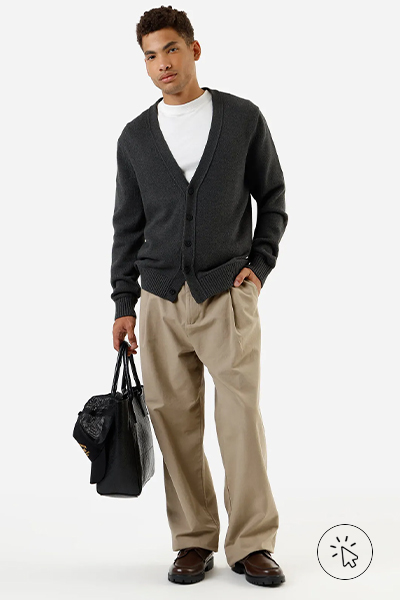 Cardigan masculino de tricô cinza chumbo