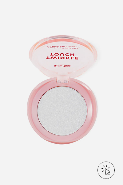 Sombra e iluminador Ruby Rose Twinkle Touch Ice Glow prateada - visagismo na maquiagem