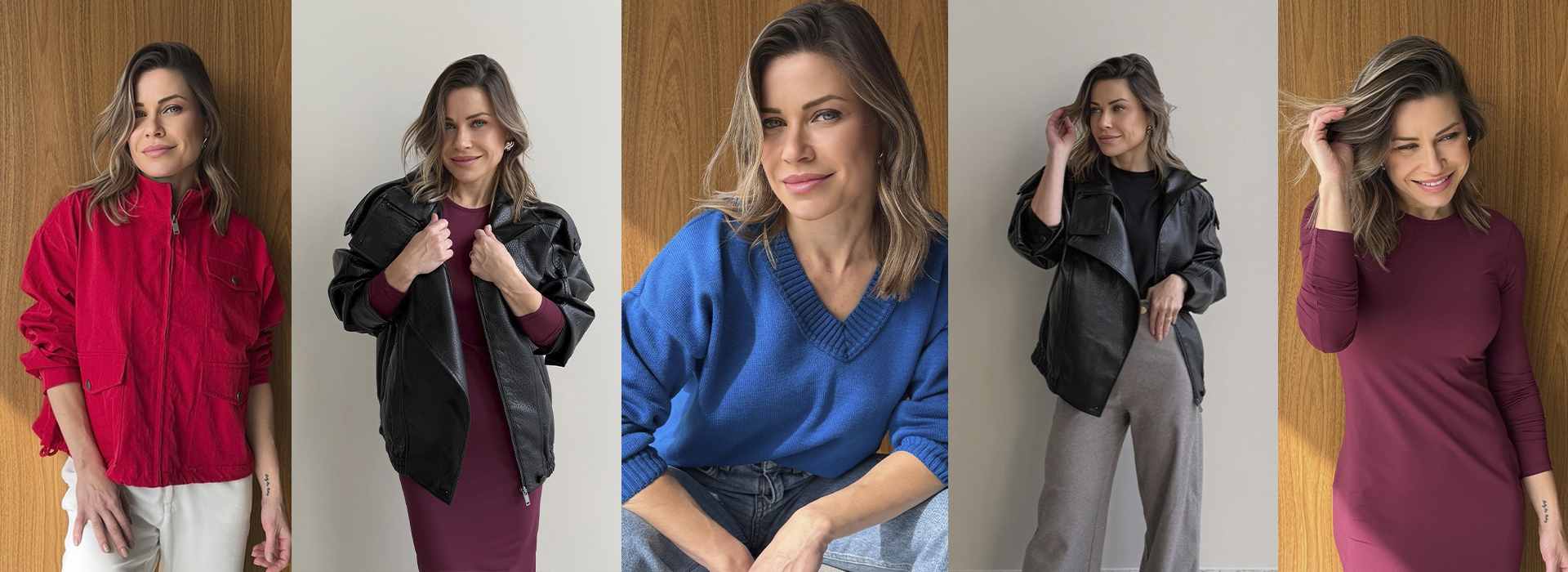 Montagem com fotos da Dani Schmidt, do Squad C&A, com looks da paleta inverno