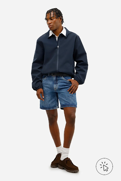 Bermuda masculina jeans azul médio