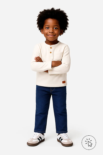 Calça reta infantil jeans cós com cordão azul jeans escuro