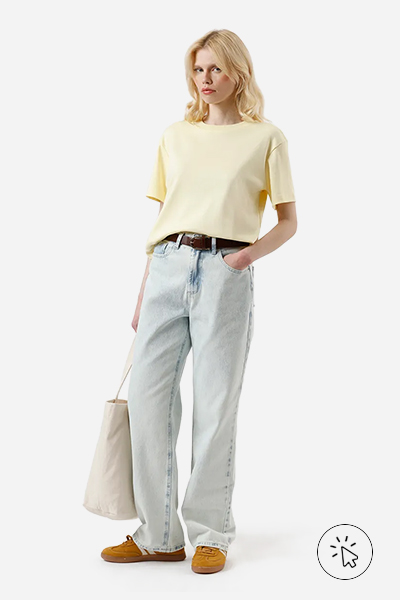 Calça wide leg slim feminina jeans azul clara