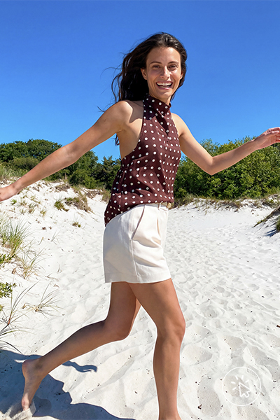 Preview Primavera C&A 2026 - Blusa sem mangas de poá marrom